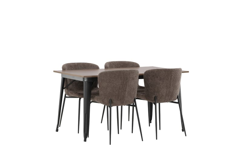 Tempe Spisegruppe 140 cm Rektangulær med 4 Modesto stole - Mørk grå - Møbler - Borde - Spisebordssæt