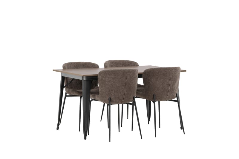 Tempe Spisegruppe 140 cm Rektangulær med 4 Modesto stole - Mørk grå - Møbler - Borde - Spisebordssæt