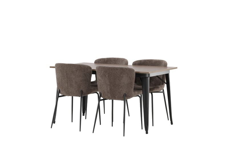 Tempe Spisegruppe 140 cm Rektangulær med 4 Modesto stole - Mørk grå - Møbler - Borde - Spisebordssæt