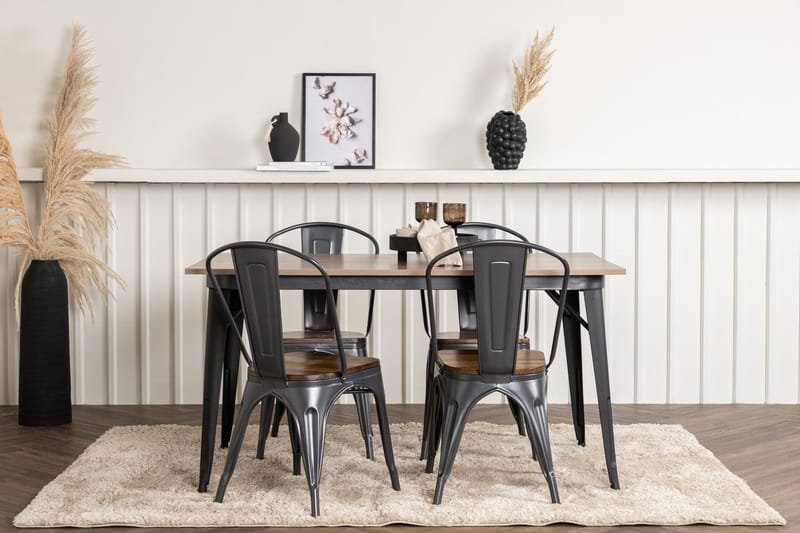 Tempe Spisegruppe 140 cm Rektangulær med 4 Tempe stole - Valnøtt - Møbler - Borde - Spisebordssæt