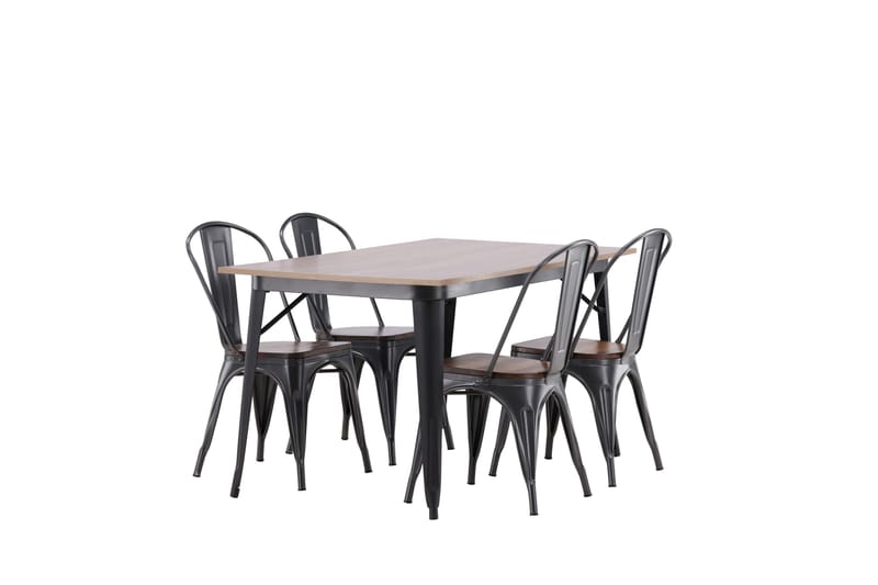 Tempe Spisegruppe 140 cm Rektangulær med 4 Tempe stole - Valnøtt - Møbler - Borde - Spisebordssæt