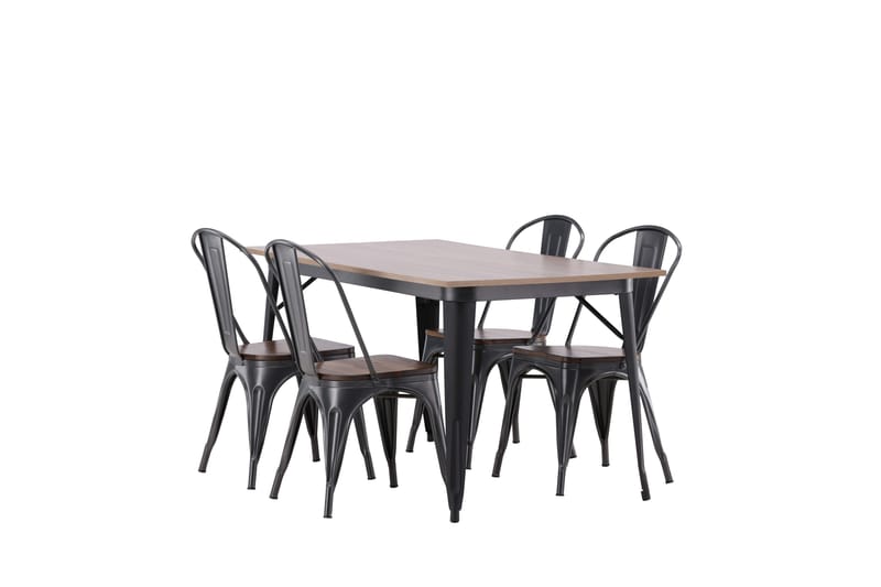 Tempe Spisegruppe 140 cm Rektangulær med 4 Tempe stole - Valnøtt - Møbler - Borde - Spisebordssæt