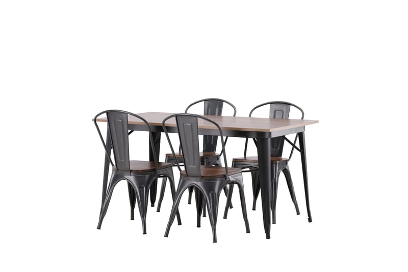 Tempe Spisegruppe 140 cm Rektangulær med 4 Tempe stole - Valnøtt - Møbler - Borde - Spisebordssæt