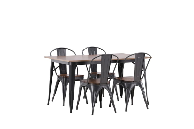 Tempe Spisegruppe 140 cm Rektangulær med 4 Tempe stole - Valnøtt - Møbler - Borde - Spisebordssæt