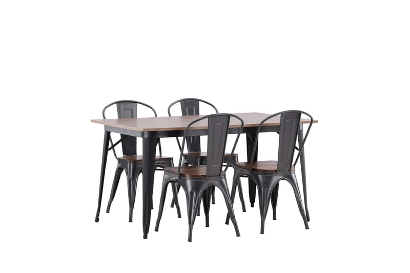 Tempe Spisegruppe 140 cm Rektangulær med 4 Tempe stole - Valnøtt - Møbler - Borde - Spisebordssæt