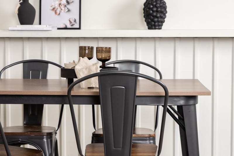 Tempe Spisegruppe 140 cm Rektangulær med 4 Tempe stole - Valnøtt - Møbler - Borde - Spisebordssæt