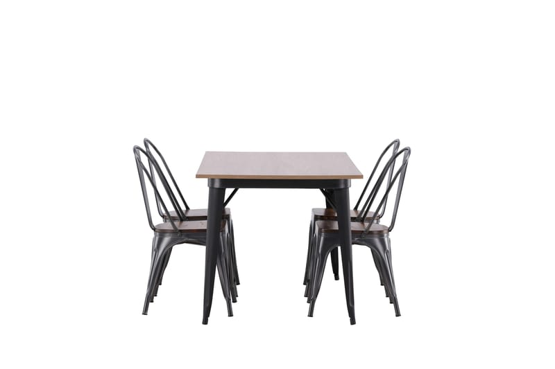 Tempe Spisegruppe 140 cm Rektangulær med 4 Tempe stole - Valnøtt - Møbler - Borde - Spisebordssæt