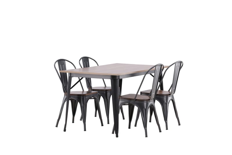 Tempe Spisegruppe 140 cm Rektangulær med 4 Tempe stole - Valnøtt - Møbler - Borde - Spisebordssæt