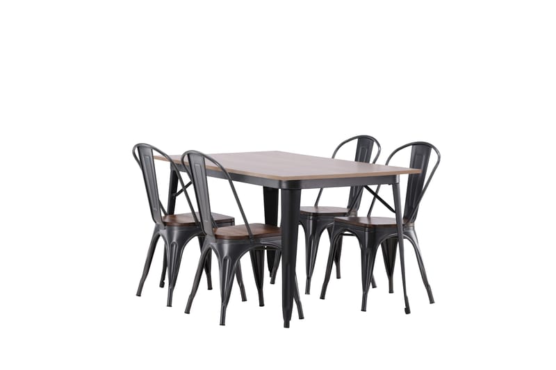 Tempe Spisegruppe 140 cm Rektangulær med 4 Tempe stole - Valnøtt - Møbler - Borde - Spisebordssæt