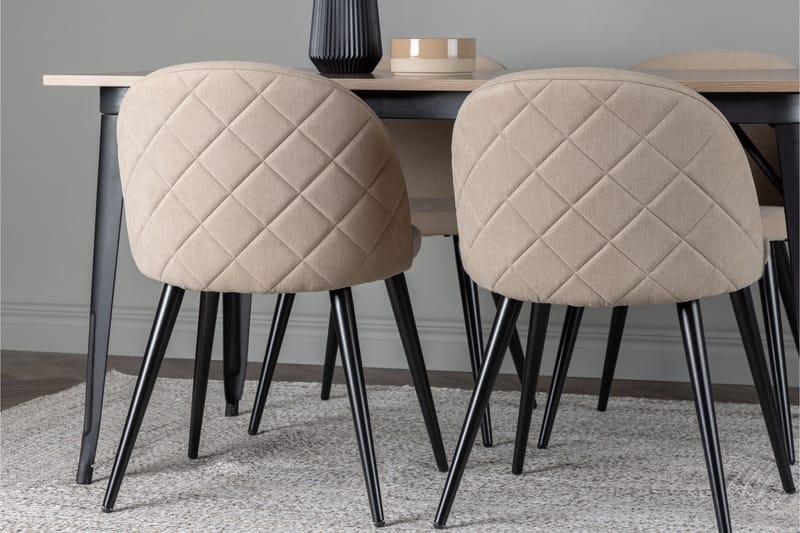 Tempe Spisegruppe 140 cm Rektangulær med 4 Velvet stole - Beige - Møbler - Borde - Spisebordssæt
