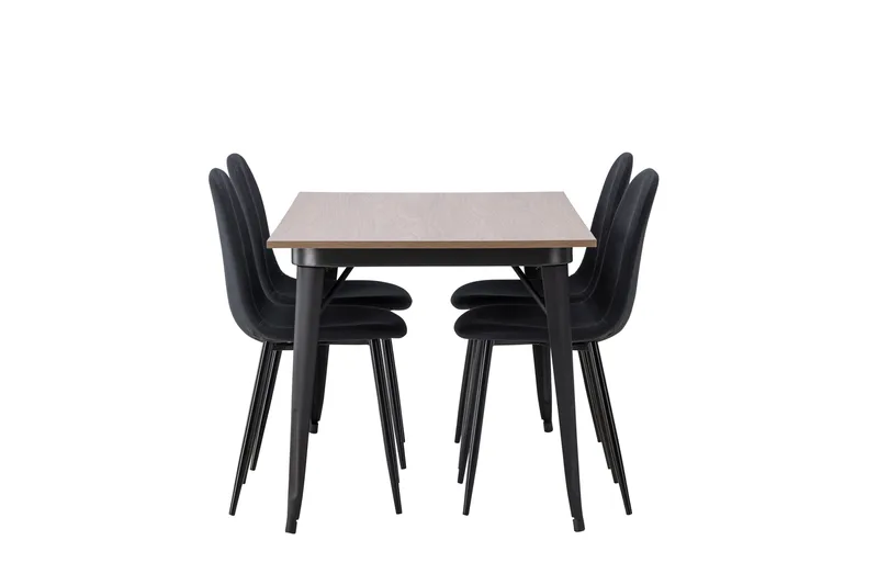 Tempe Spisegruppe 140 cm Rektangulær med 4 Polar stole - Svart - Møbler - Borde - Spisebordssæt