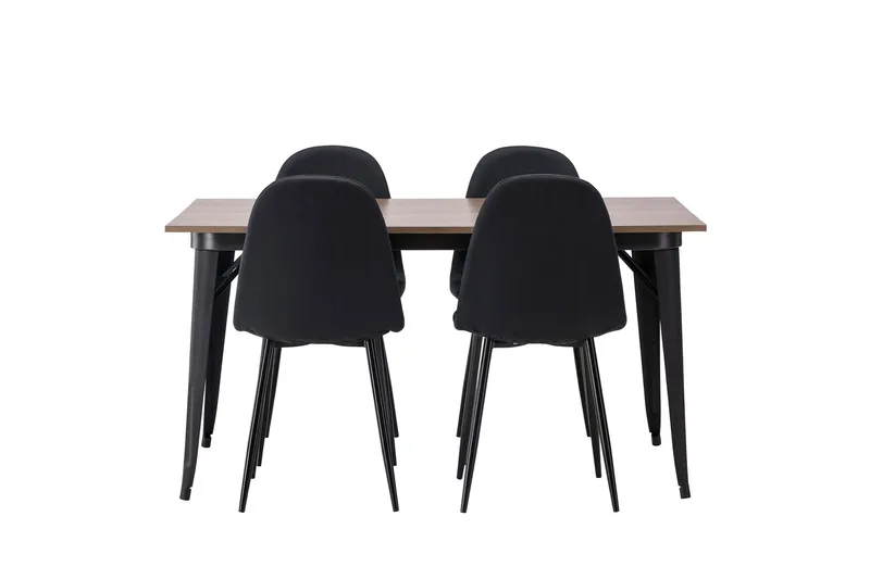 Tempe Spisegruppe 140 cm Rektangulær med 4 Polar stole, Svart