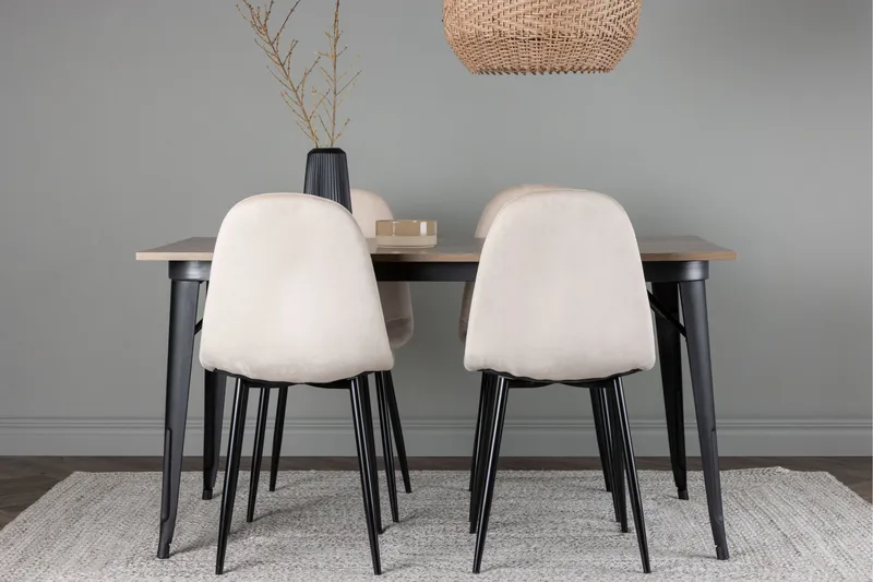 Tempe Spisegruppe 140 cm Rektangulær med 4 Polar stole - Beige - Møbler - Borde - Spisebordssæt