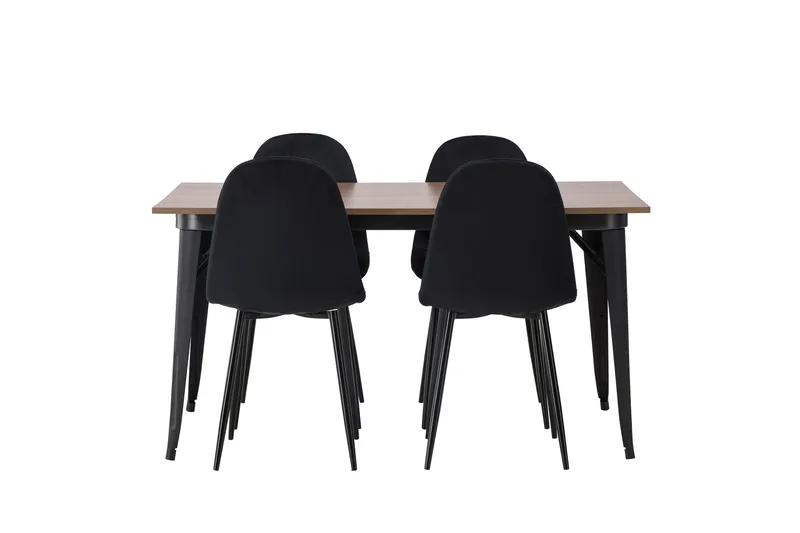 Tempe Spisegruppe 140 cm Rektangulær med 4 Polar stole, Svart