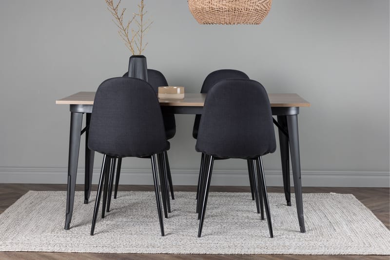 Tempe Spisegruppe 140 cm Rektangulær med 4 Polar stole - Svart - Møbler - Borde - Spisebordssæt