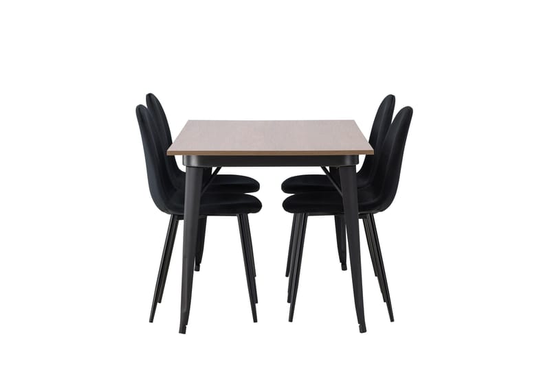 Tempe Spisegruppe 140 cm Rektangulær med 4 Polar stole - Svart - Møbler - Borde - Spisebordssæt
