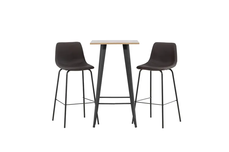 Tempe Spisegruppe 60 cm Rektangulær med 2 Alexi stole, Brun