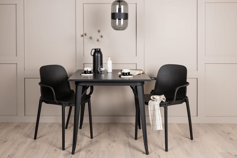 Tempe Spisegruppe 80 cm Rektangulær med 2 Baltimore stole - Svart - Møbler - Borde - Spisebordssæt