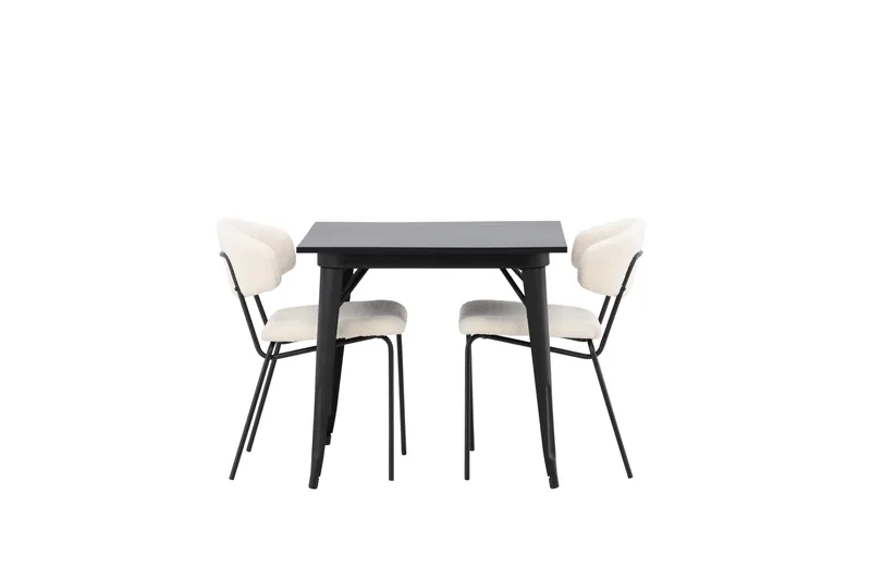 Tempe Spisegruppe 80 cm Rektangulær med 2 Chico stole, Svart