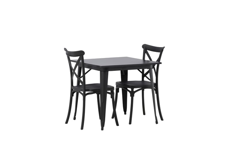 Tempe Spisegruppe 80 cm Rektangulær med 2 Crosett stole - Svart - Møbler - Borde - Spisebordssæt