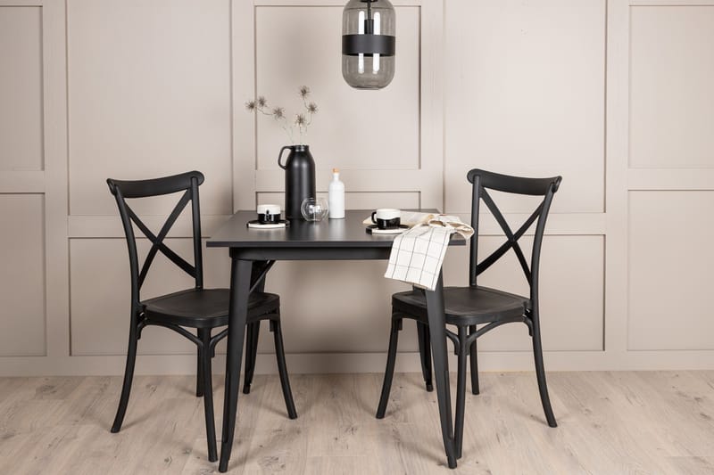 Tempe Spisegruppe 80 cm Rektangulær med 2 Crosett stole - Svart - Møbler - Borde - Spisebordssæt