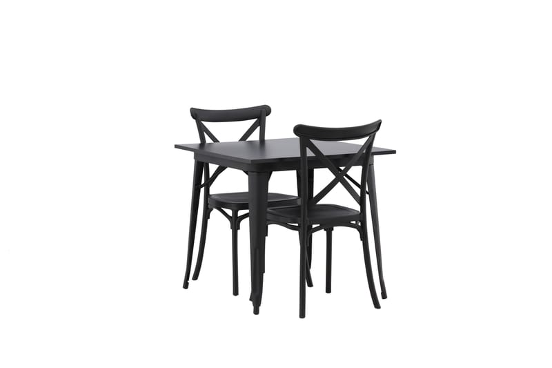 Tempe Spisegruppe 80 cm Rektangulær med 2 Crosett stole - Svart - Møbler - Borde - Spisebordssæt
