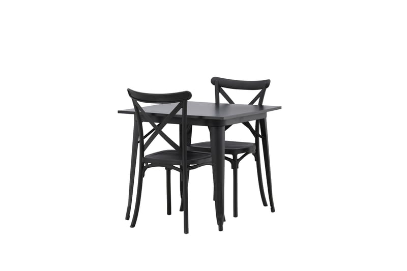Tempe Spisegruppe 80 cm Rektangulær med 2 Crosett stole - Svart - Møbler - Borde - Spisebordssæt