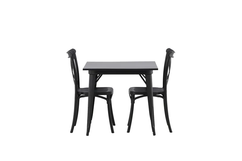 Tempe Spisegruppe 80 cm Rektangulær med 2 Crosett stole, Svart