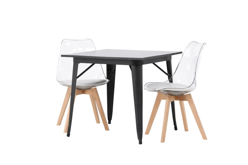 Tempe Spisegruppe 80 cm Rektangulær med 2 Edvin stole - Svart - Møbler - Borde - Spisebordssæt