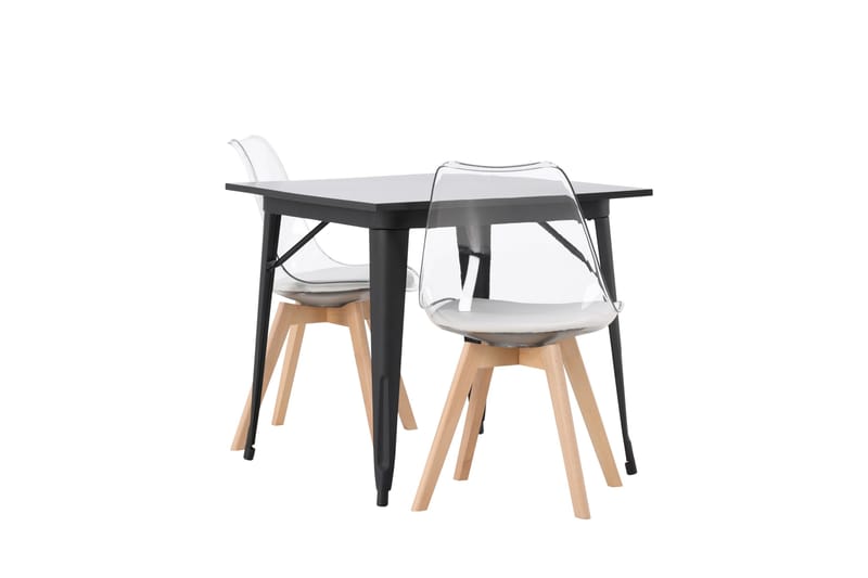 Tempe Spisegruppe 80 cm Rektangulær med 2 Edvin stole - Svart - Møbler - Borde - Spisebordssæt
