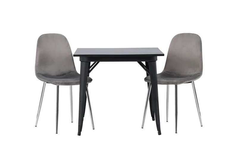 Tempe Spisegruppe 80 cm Rektangulær med 2 Eva stole, Svart