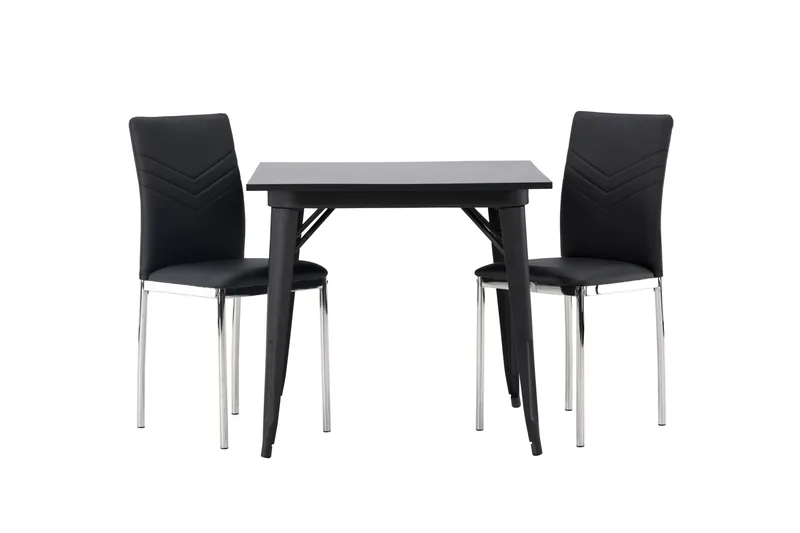 Tempe Spisegruppe 80 cm Rektangulær med 2 Lily stole, Svart