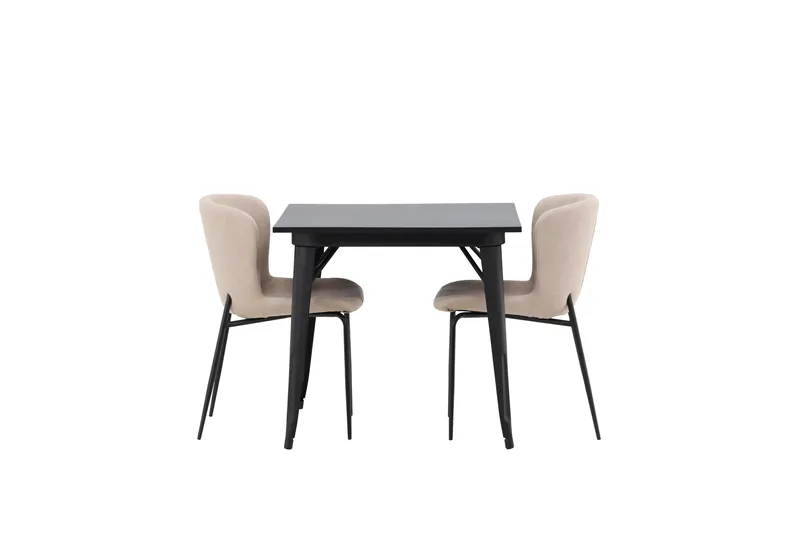 Tempe Spisegruppe 80 cm Rektangulær med 2 Modesto stole, Beige