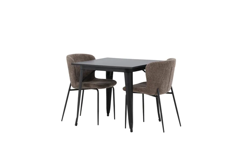 Tempe Spisegruppe 80 cm Rektangulær med 2 Modesto stole - Svart - Møbler - Borde - Spisebordssæt