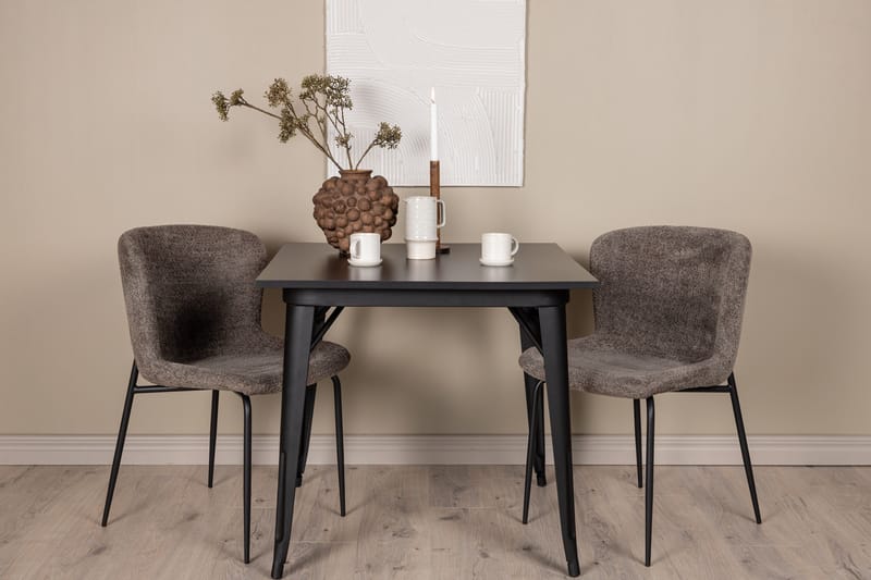 Tempe Spisegruppe 80 cm Rektangulær med 2 Modesto stole - Svart - Møbler - Borde - Spisebordssæt