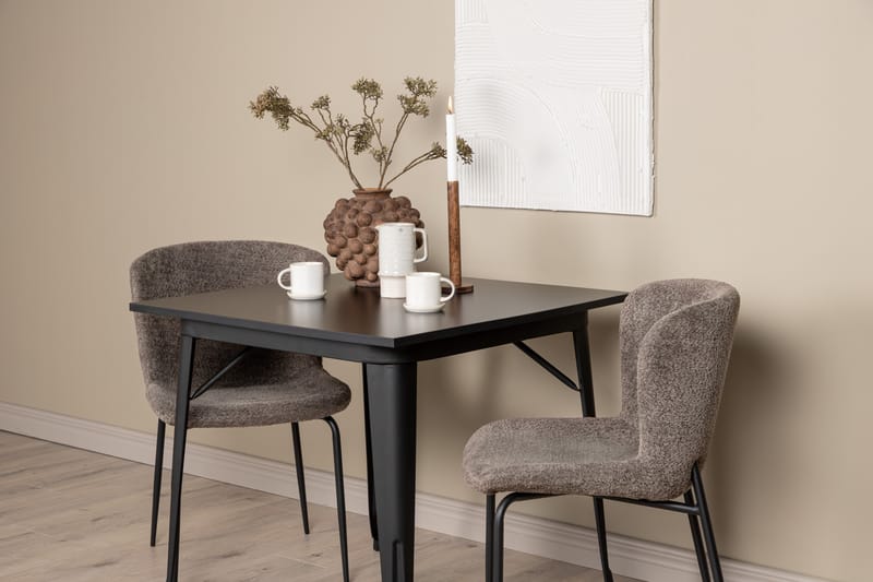 Tempe Spisegruppe 80 cm Rektangulær med 2 Modesto stole - Svart - Møbler - Borde - Spisebordssæt