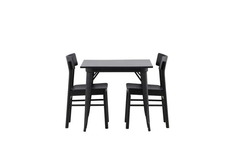 Tempe Spisegruppe 80 cm Rektangulær med 2 Montros stole, Svart