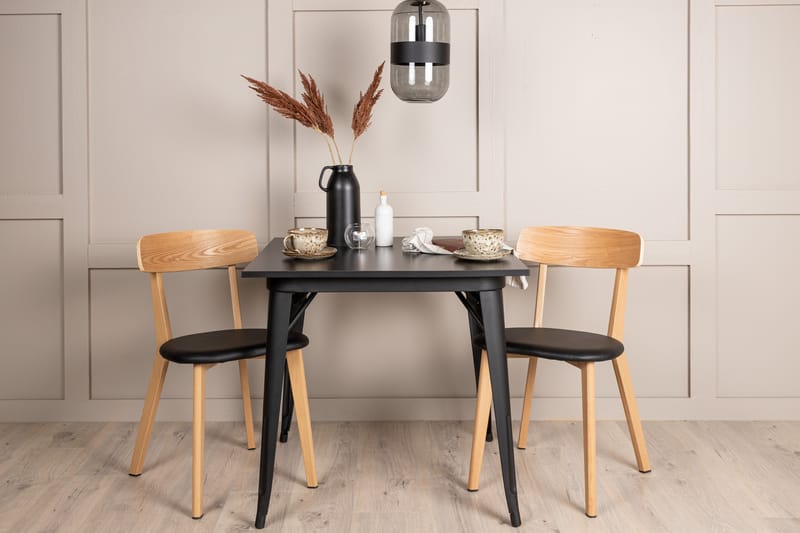 Tempe Spisegruppe 80 cm Rektangulær med 2 Sanjos stole - Svart - Møbler - Borde - Spisebordssæt