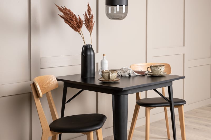 Tempe Spisegruppe 80 cm Rektangulær med 2 Sanjos stole - Svart - Møbler - Borde - Spisebordssæt