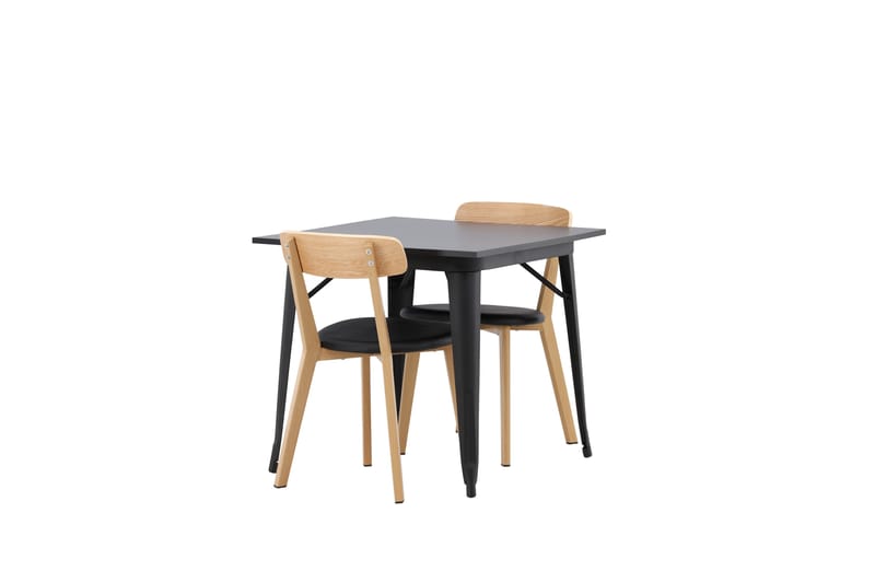 Tempe Spisegruppe 80 cm Rektangulær med 2 Sanjos stole - Svart - Møbler - Borde - Spisebordssæt