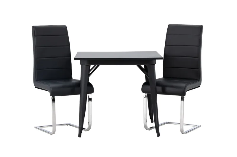 Tempe Spisegruppe 80 cm Rektangulær med 2 Tempo stole, Svart