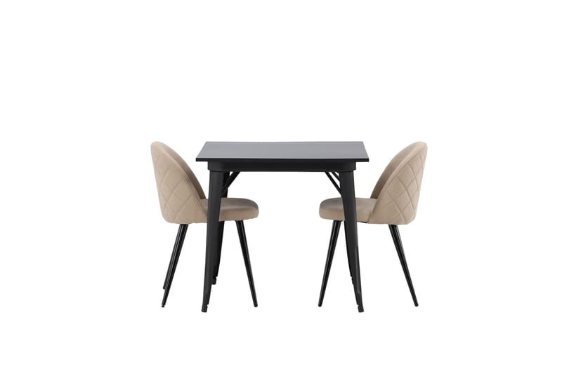 Tempe Spisegruppe 80 cm Rektangulær med 2 Velvet stole - Beige - Møbler - Borde - Spisebordssæt