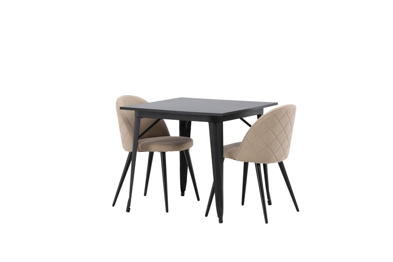 Tempe Spisegruppe 80 cm Rektangulær med 2 Velvet stole - Beige - Møbler - Borde - Spisebordssæt