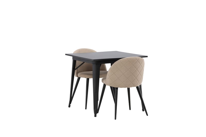 Tempe Spisegruppe 80 cm Rektangulær med 2 Velvet stole - Beige - Møbler - Borde - Spisebordssæt