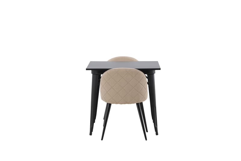 Tempe Spisegruppe 80 cm Rektangulær med 2 Velvet stole - Beige - Møbler - Borde - Spisebordssæt