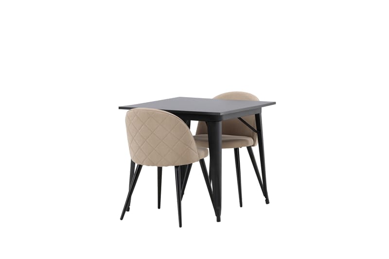 Tempe Spisegruppe 80 cm Rektangulær med 2 Velvet stole - Beige - Møbler - Borde - Spisebordssæt
