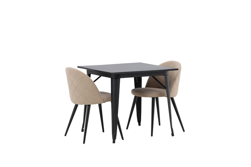 Tempe Spisegruppe 80 cm Rektangulær med 2 Velvet stole - Beige - Møbler - Borde - Spisebordssæt