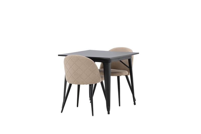 Tempe Spisegruppe 80 cm Rektangulær med 2 Velvet stole - Beige - Møbler - Borde - Spisebordssæt