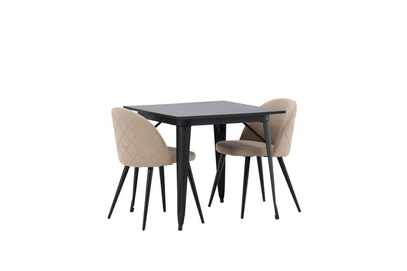 Tempe Spisegruppe 80 cm Rektangulær med 2 Velvet stole - Beige - Møbler - Borde - Spisebordssæt