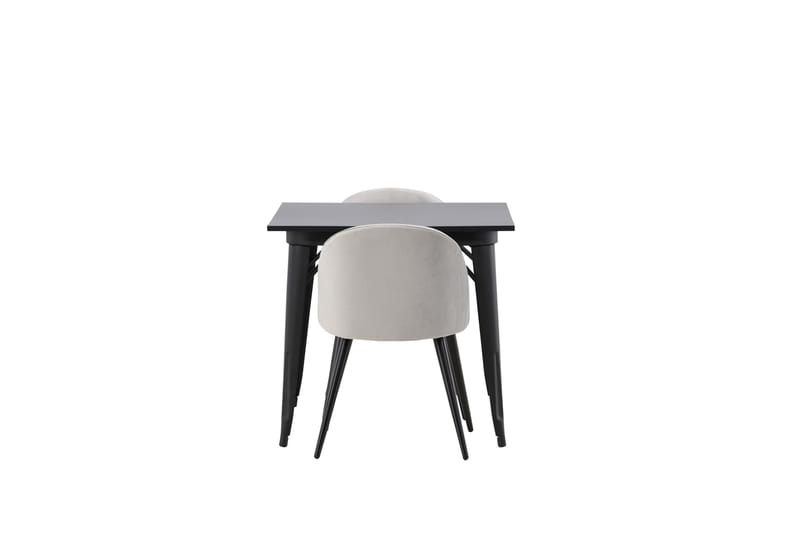 Tempe Spisegruppe 80 cm Rektangulær med 2 Velvet stole - Svart - Møbler - Borde - Spisebordssæt